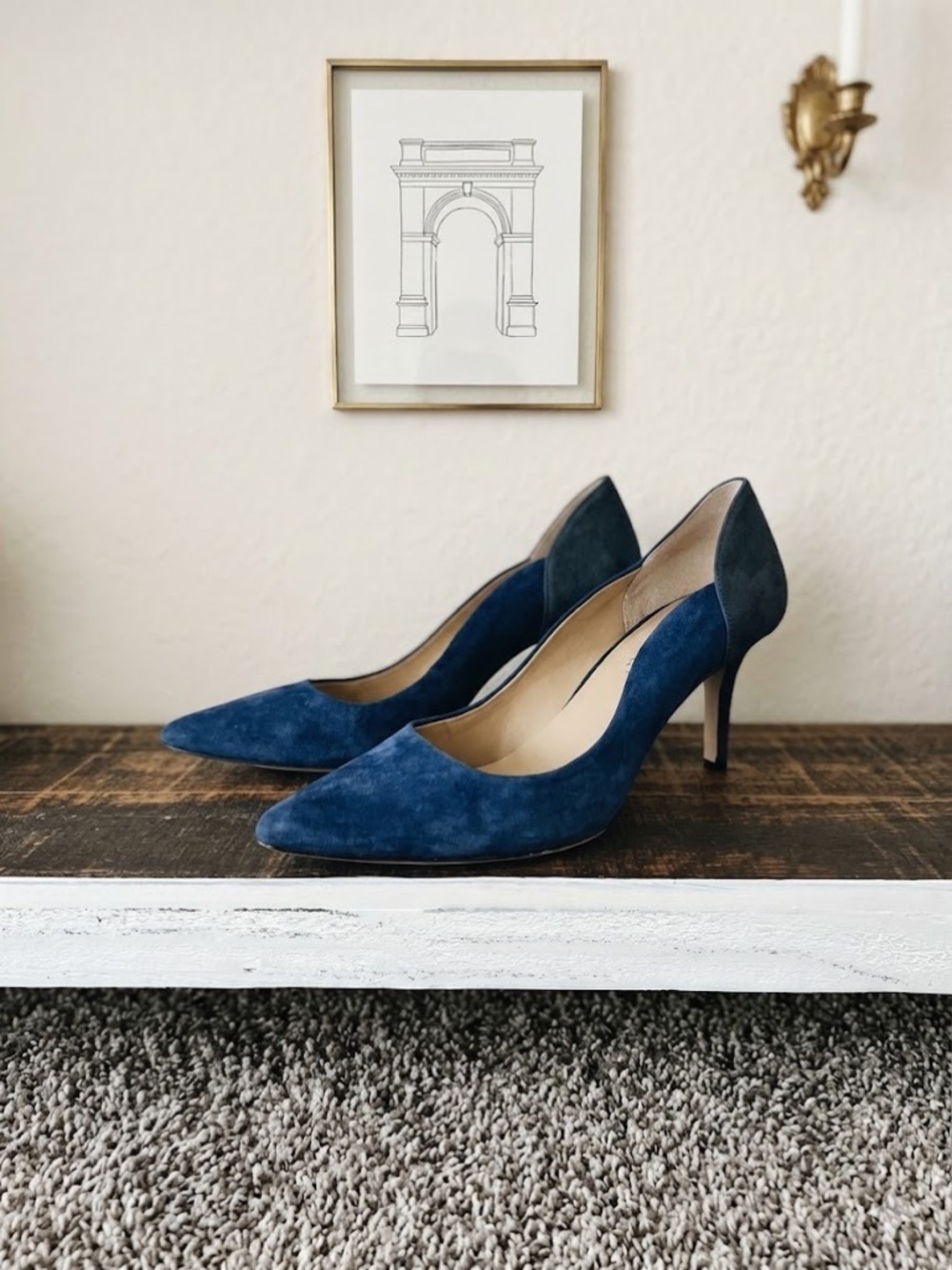Enzo Angiolini Blue Suede High Heel Shoes, Size 9, Beautiful & Great Shape